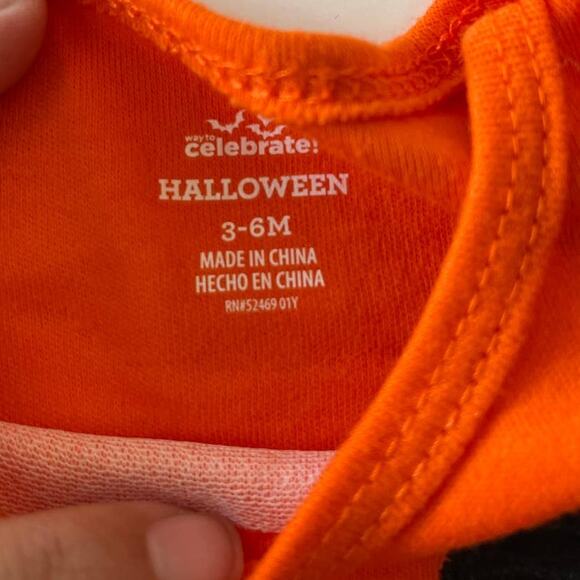 Way To Celebrate Halloween Pumpkin Bodysuit Costume 2 Piece Set 3-6 Months NEW - Picture 5 of 10